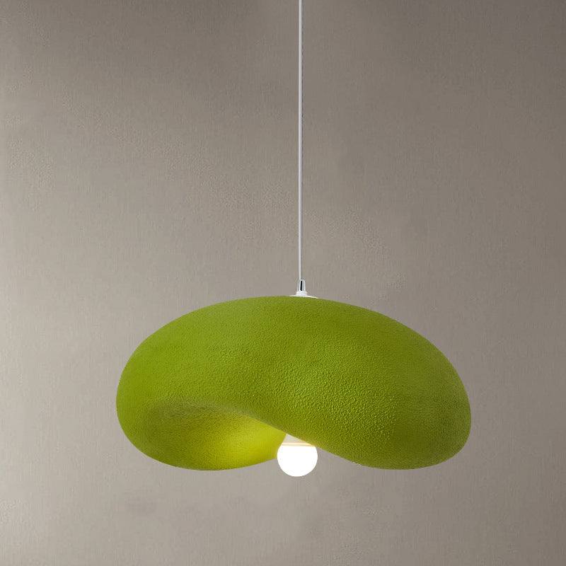 Contemporary Scandinavian Hat Shape Irregular Round Polystyrene 1-Light Pendant Light For Bedroom