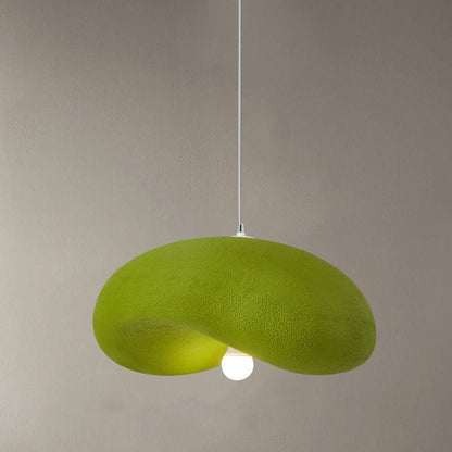 Contemporary Scandinavian Hat Shape Irregular Round Polystyrene 1-Light Pendant Light For Bedroom