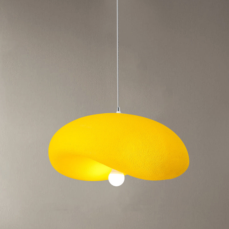 Contemporary Scandinavian Hat Shape Irregular Round Polystyrene 1-Light Pendant Light For Bedroom