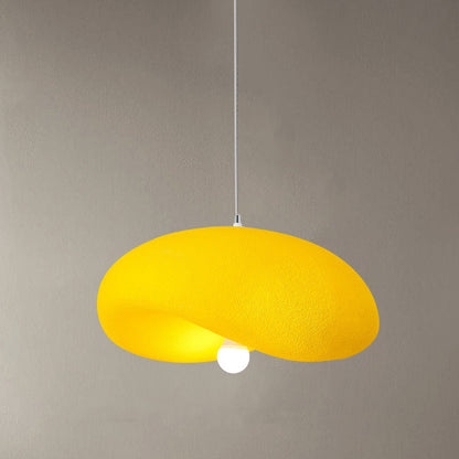 Contemporary Scandinavian Hat Shape Irregular Round Polystyrene 1-Light Pendant Light For Bedroom