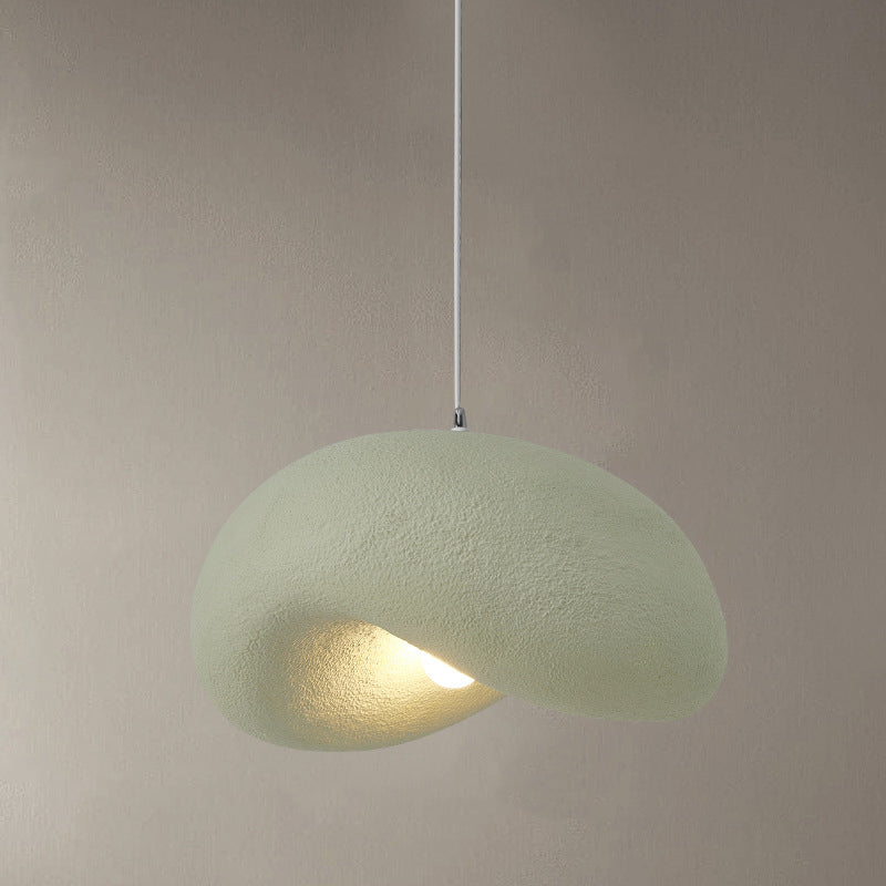 Contemporary Scandinavian Hat Shape Irregular Round Polystyrene 1-Light Pendant Light For Bedroom