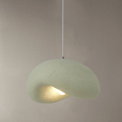 Contemporary Scandinavian Hat Shape Irregular Round Polystyrene 1-Light Pendant Light For Bedroom