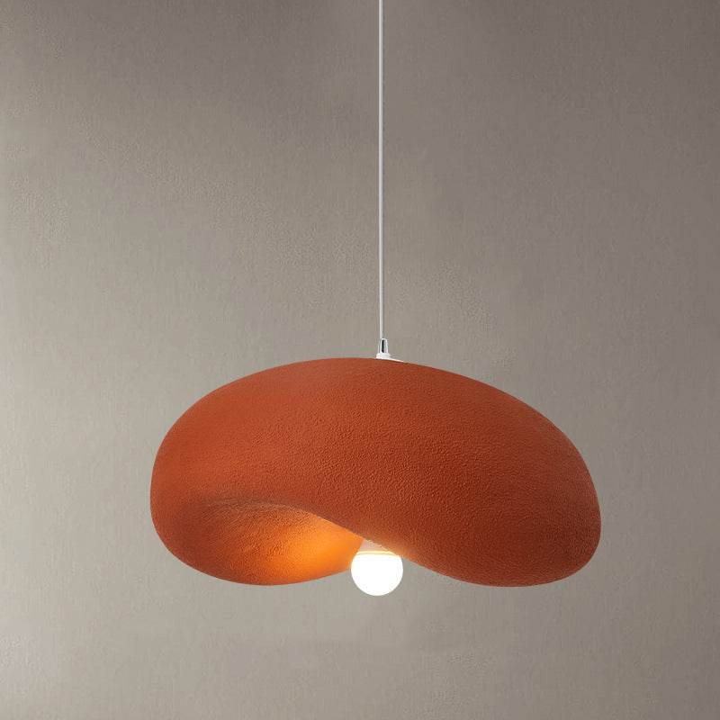 Contemporary Scandinavian Hat Shape Irregular Round Polystyrene 1-Light Pendant Light For Bedroom