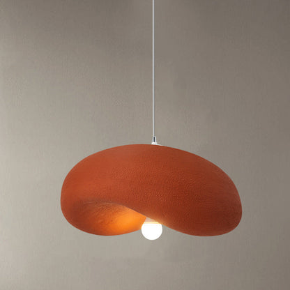 Contemporary Scandinavian Hat Shape Irregular Round Polystyrene 1-Light Pendant Light For Bedroom