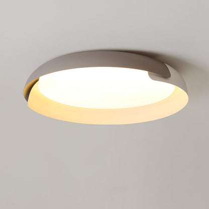 Modern Minimalist Wood Art Round Iron Acrylic LED Flush Mount Ceiling Light For Bedroom