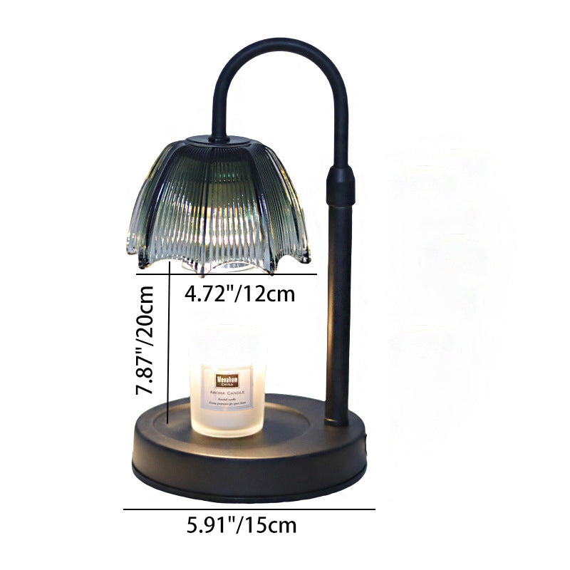 Contemporary Nordic Round Umbrella Shape Iron Glass 1-Light Melting Wax Table Lamp For Bedroom