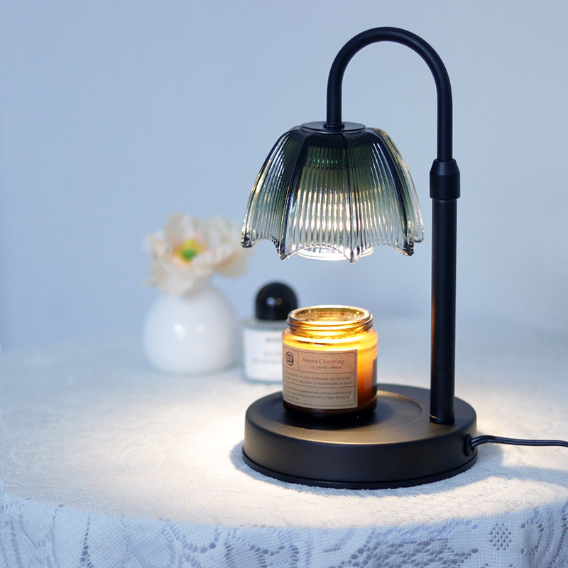 Contemporary Nordic Round Umbrella Shape Iron Glass 1-Light Melting Wax Table Lamp For Bedroom