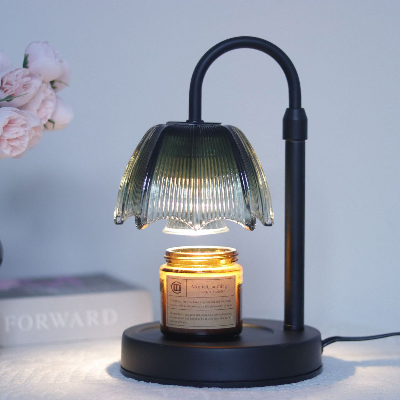 Contemporary Nordic Round Umbrella Shape Iron Glass 1-Light Melting Wax Table Lamp For Bedroom