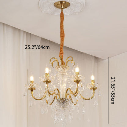 Traditional French Tassel Twig Shape Hardware Glass Crystal 6/8/10 Light Chandelier For Living Room