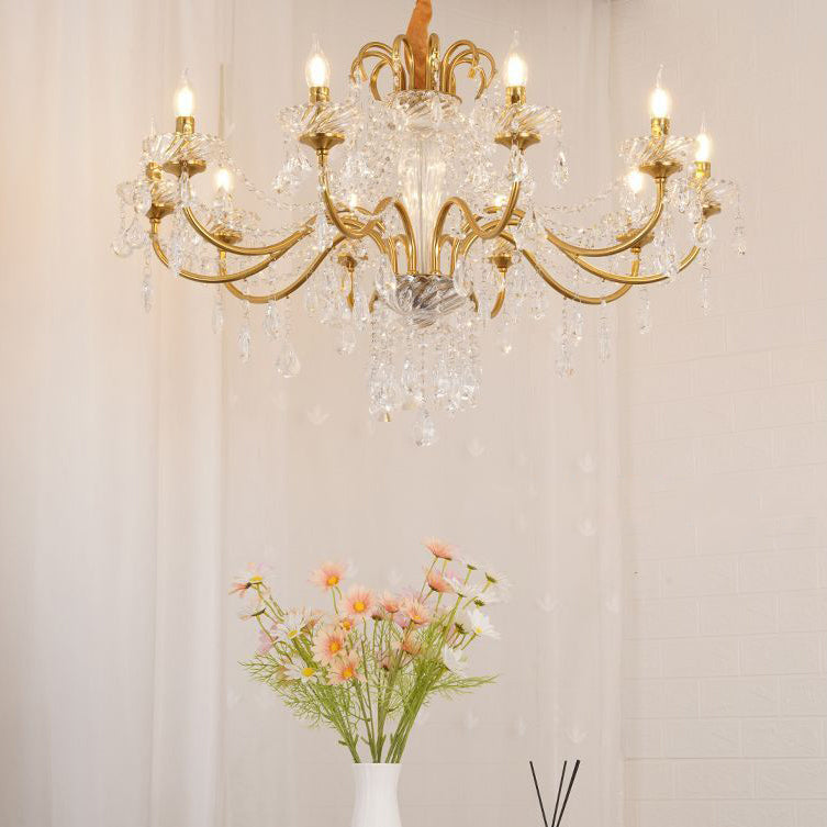 Traditional French Tassel Twig Shape Hardware Glass Crystal 6/8/10 Light Chandelier For Living Room