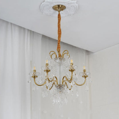 Traditional French Tassel Twig Shape Hardware Glass Crystal 6/8/10 Light Chandelier For Living Room