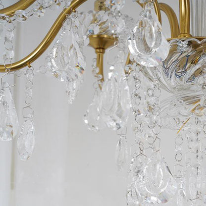 Traditional French Tassel Twig Shape Hardware Glass Crystal 6/8/10 Light Chandelier For Living Room
