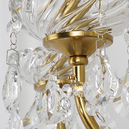 Traditional French Tassel Twig Shape Hardware Glass Crystal 6/8/10 Light Chandelier For Living Room