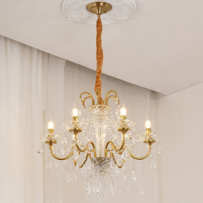 Traditional French Tassel Twig Shape Hardware Glass Crystal 6/8/10 Light Chandelier For Living Room