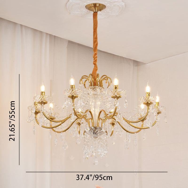 Traditional French Tassel Twig Shape Hardware Glass Crystal 6/8/10 Light Chandelier For Living Room