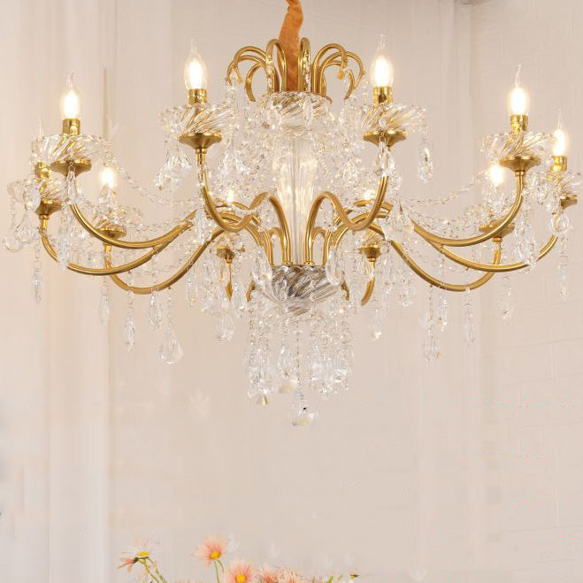Traditional French Tassel Twig Shape Hardware Glass Crystal 6/8/10 Light Chandelier For Living Room