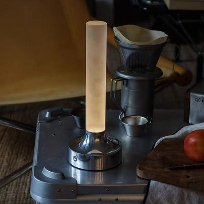 Modern Minimalist USB Candle Shape Round Cylinder Metal Acrylic LED Table Lamp For Bedroom