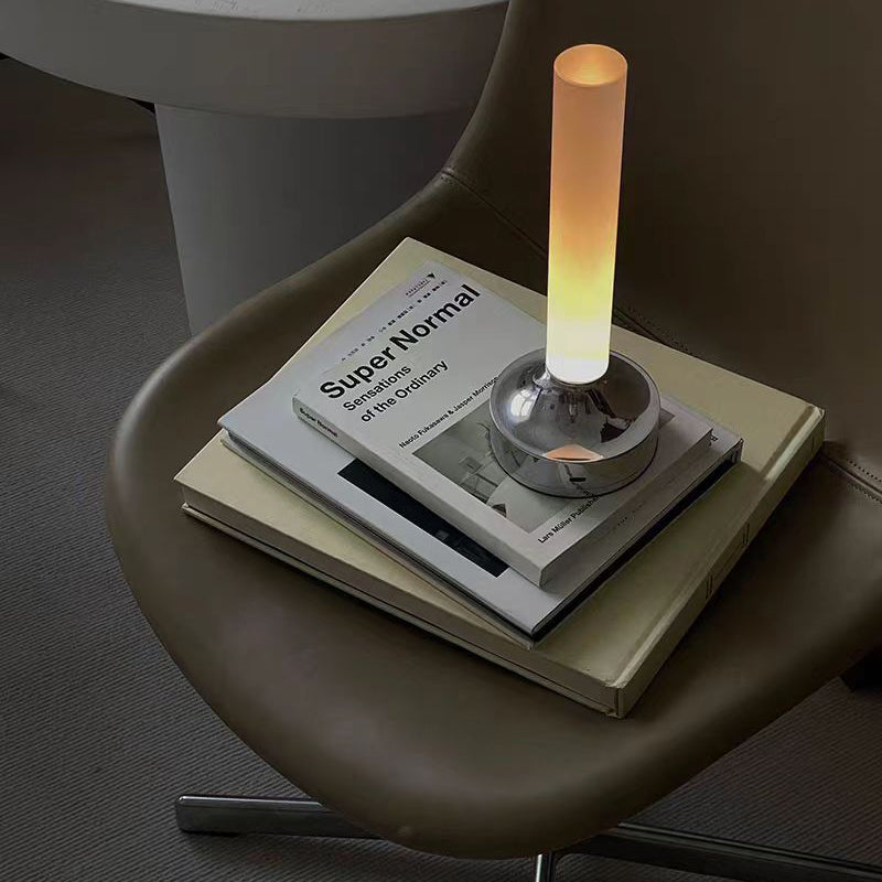 Modern Minimalist USB Candle Shape Round Cylinder Metal Acrylic LED Table Lamp For Bedroom