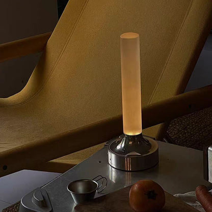Modern Minimalist USB Candle Shape Round Cylinder Metal Acrylic LED Table Lamp For Bedroom