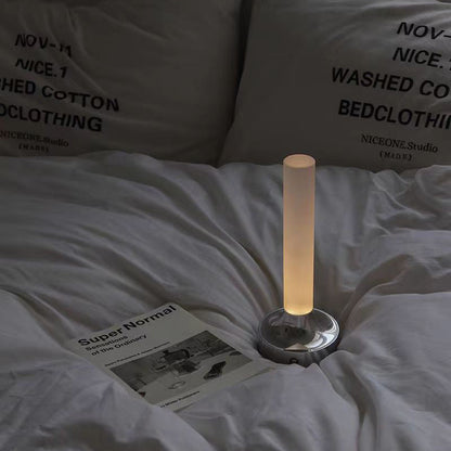 Modern Minimalist USB Candle Shape Round Cylinder Metal Acrylic LED Table Lamp For Bedroom