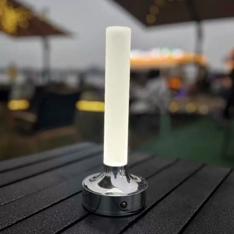Modern Minimalist USB Candle Shape Round Cylinder Metal Acrylic LED Table Lamp For Bedroom