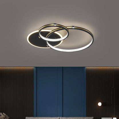 Contemporary Creative Round Circle Intersecting Iron Acrylic LED Flush Mount Ceiling Light For Bedroom