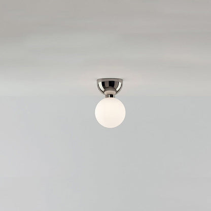Contemporary Nordic Magic Bean Round Orb Iron Glass 1-Light Semi-Flush Mount Ceiling Light For Hallway