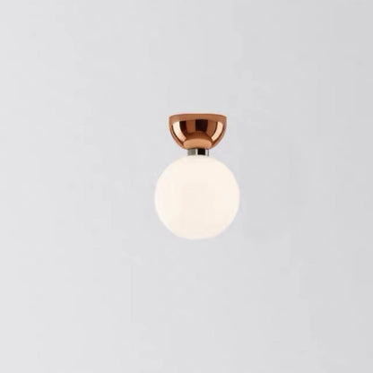 Contemporary Nordic Magic Bean Round Orb Iron Glass 1-Light Semi-Flush Mount Ceiling Light For Hallway