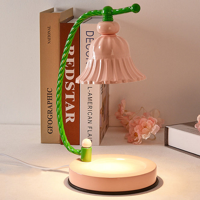 Contemporary Nordic Girl Flower Round Iron 1-Light Melting Wax Table Lamp For Bedroom