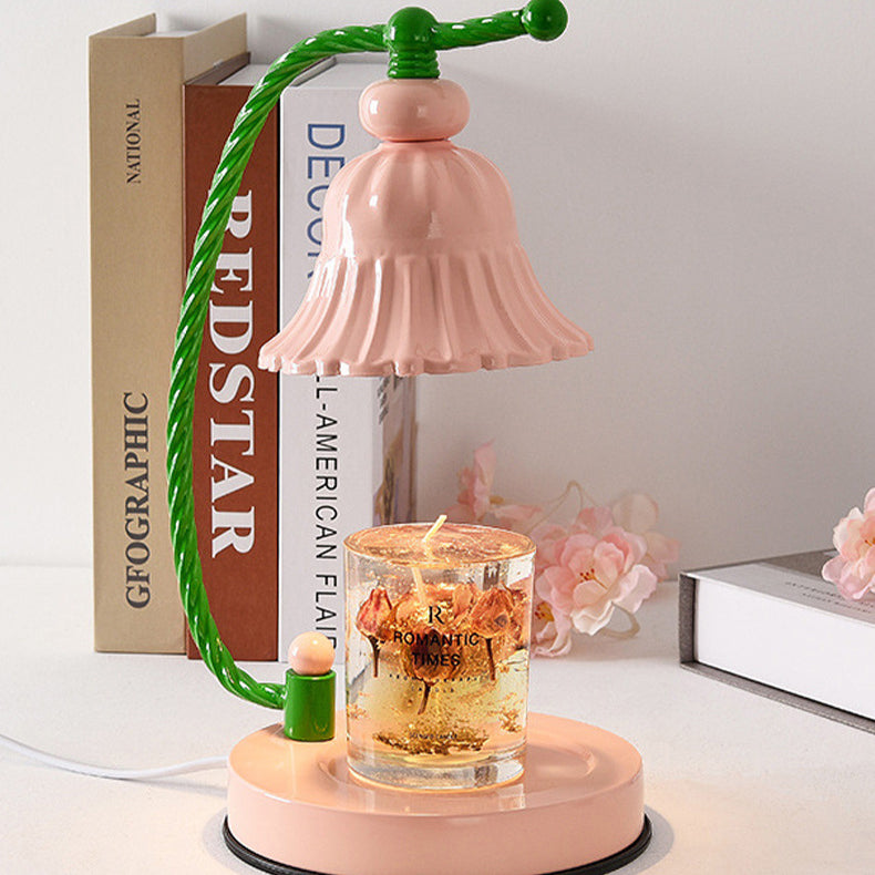 Contemporary Nordic Girl Flower Round Iron 1-Light Melting Wax Table Lamp For Bedroom