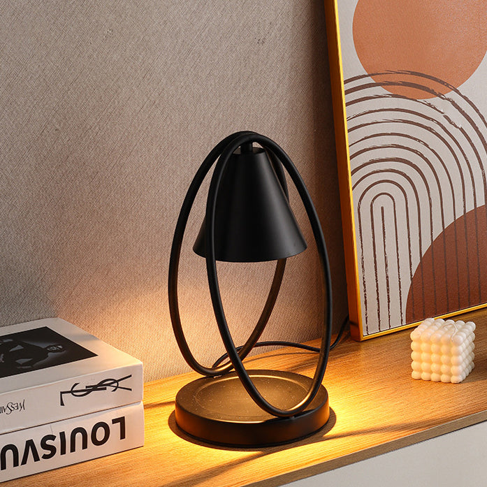 Modern Minimalist Round Oval Cone Hardware 1-Light Melting Wax Table Lamp For Bedroom