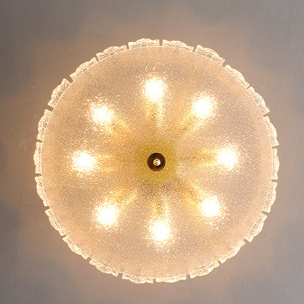Traditional French Round Iron Glass 5/6/8 Light Semi-Flush Mount Ceiling Light For Bedroom