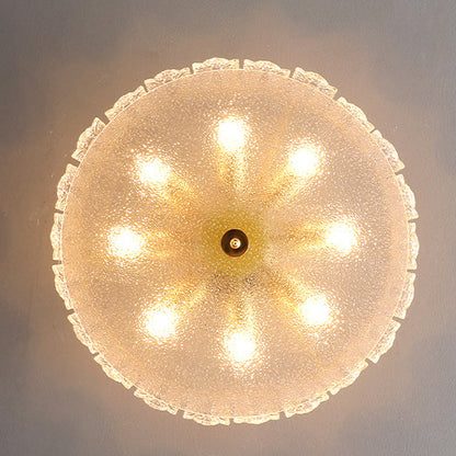 Traditional French Round Iron Glass 5/6/8 Light Semi-Flush Mount Ceiling Light For Bedroom