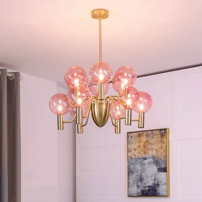 Contemporary Nordic Magic Bean Round Orb Iron Glass 6/8/10/12 Light Chandelier For Living Room