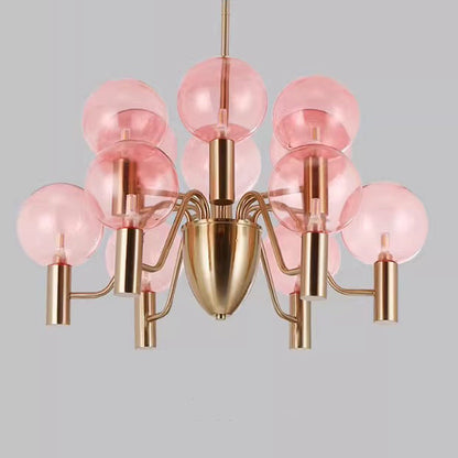 Contemporary Nordic Magic Bean Round Orb Iron Glass 6/8/10/12 Light Chandelier For Living Room