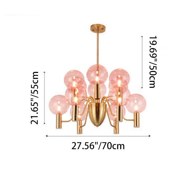 Contemporary Nordic Magic Bean Round Orb Iron Glass 6/8/10/12 Light Chandelier For Living Room