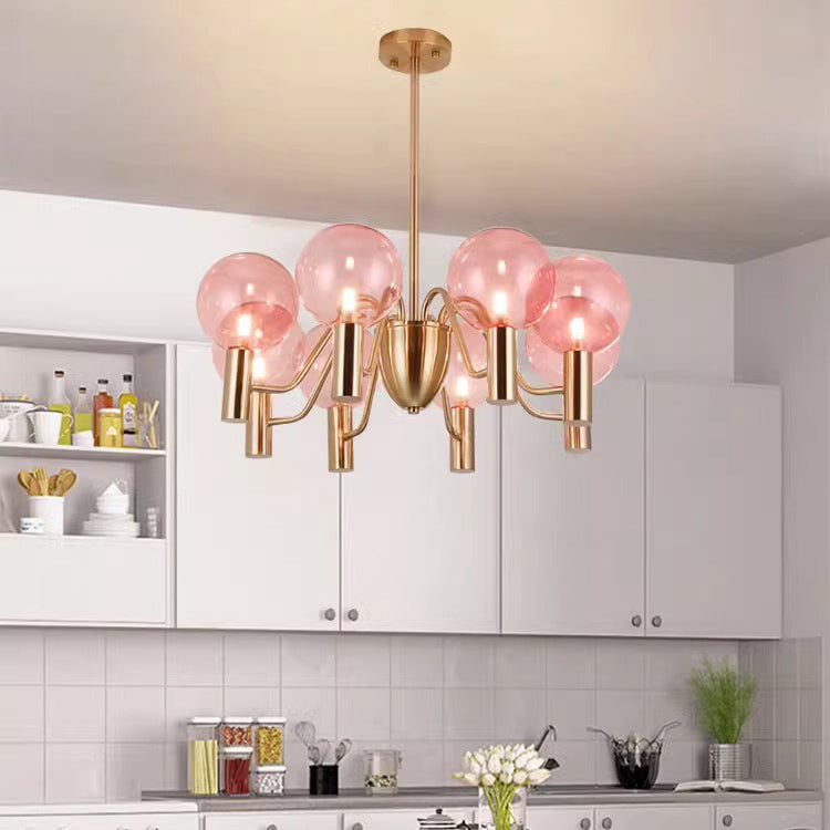 Contemporary Nordic Magic Bean Round Orb Iron Glass 6/8/10/12 Light Chandelier For Living Room