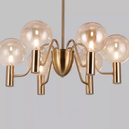 Contemporary Nordic Magic Bean Round Orb Iron Glass 6/8/10/12 Light Chandelier For Living Room