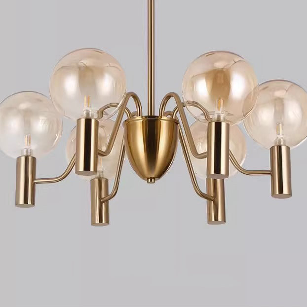 Contemporary Nordic Magic Bean Round Orb Iron Glass 6/8/10/12 Light Chandelier For Living Room