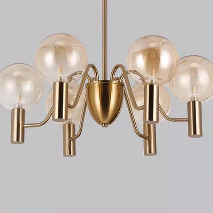 Contemporary Nordic Magic Bean Round Orb Iron Glass 6/8/10/12 Light Chandelier For Living Room