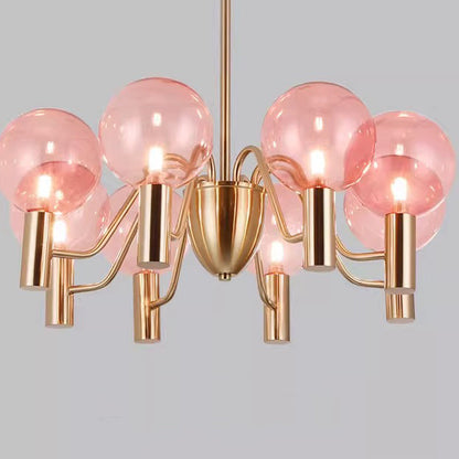 Contemporary Nordic Magic Bean Round Orb Iron Glass 6/8/10/12 Light Chandelier For Living Room