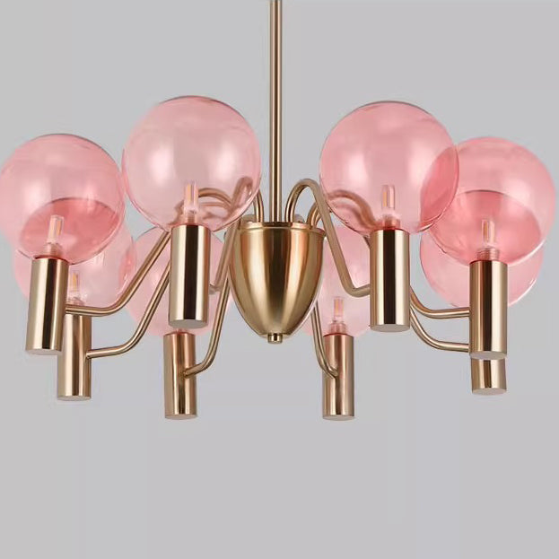 Contemporary Nordic Magic Bean Round Orb Iron Glass 6/8/10/12 Light Chandelier For Living Room