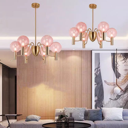 Contemporary Nordic Magic Bean Round Orb Iron Glass 6/8/10/12 Light Chandelier For Living Room