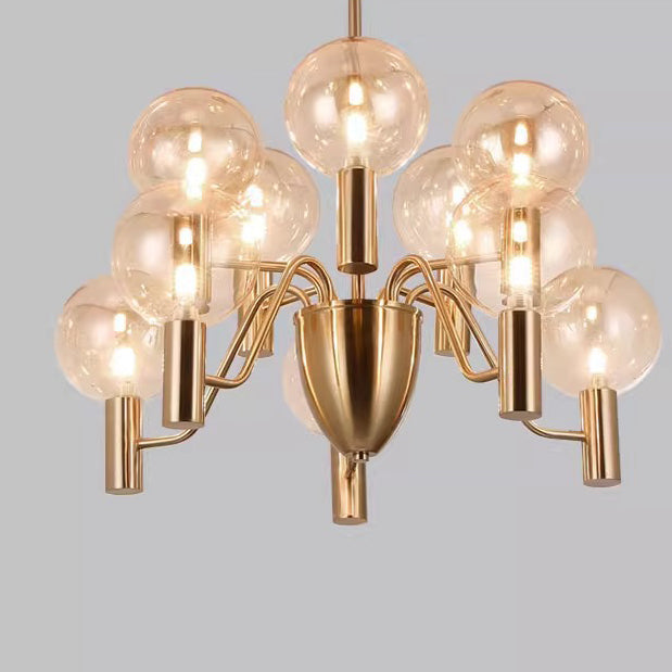 Contemporary Nordic Magic Bean Round Orb Iron Glass 6/8/10/12 Light Chandelier For Living Room