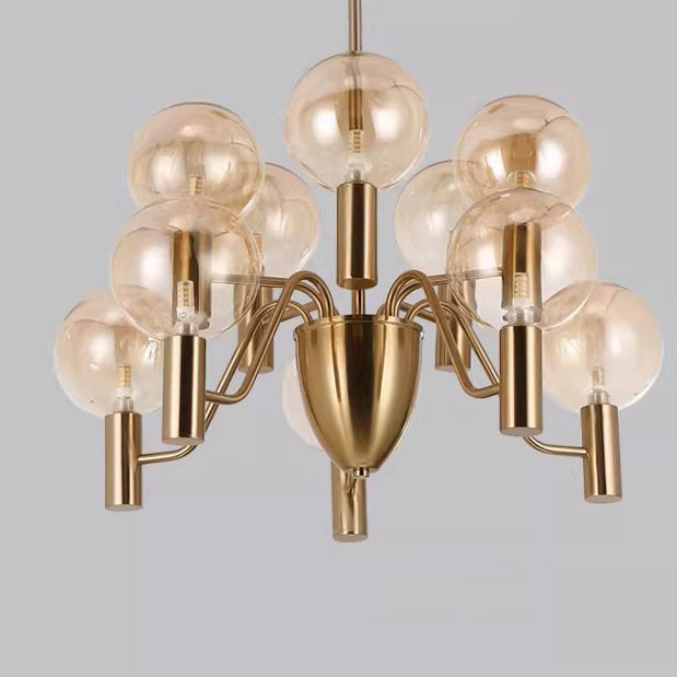 Contemporary Nordic Magic Bean Round Orb Iron Glass 6/8/10/12 Light Chandelier For Living Room