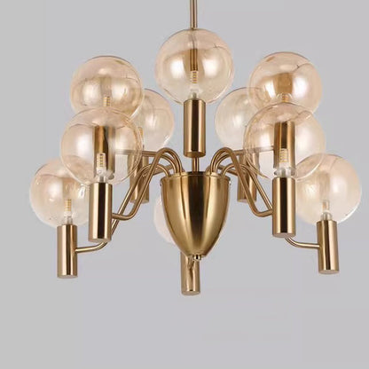 Contemporary Nordic Magic Bean Round Orb Iron Glass 6/8/10/12 Light Chandelier For Living Room