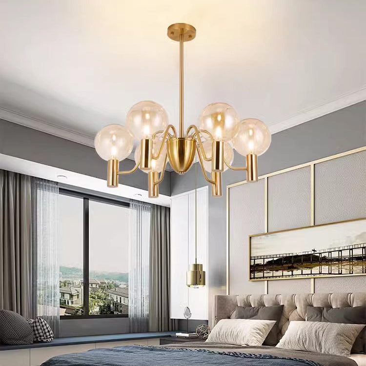 Contemporary Nordic Magic Bean Round Orb Iron Glass 6/8/10/12 Light Chandelier For Living Room