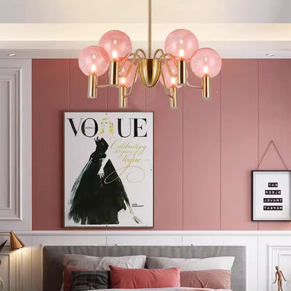 Contemporary Nordic Magic Bean Round Orb Iron Glass 6/8/10/12 Light Chandelier For Living Room