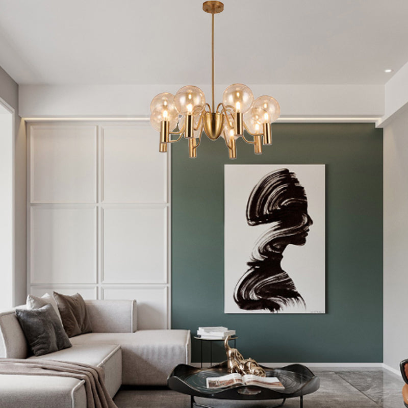 Contemporary Nordic Magic Bean Round Orb Iron Glass 6/8/10/12 Light Chandelier For Living Room