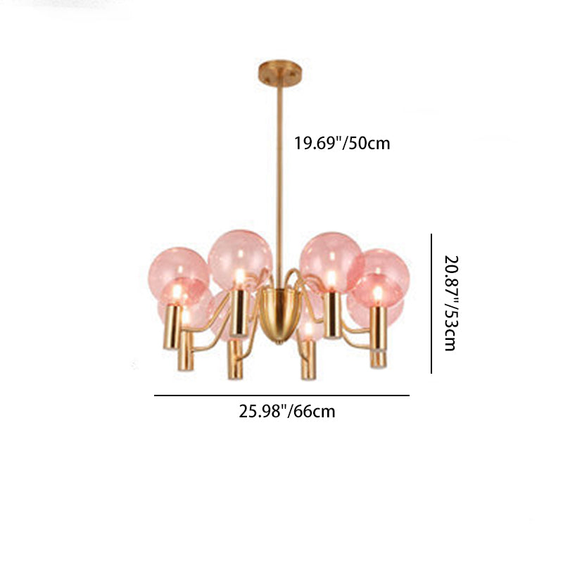 Contemporary Nordic Magic Bean Round Orb Iron Glass 6/8/10/12 Light Chandelier For Living Room